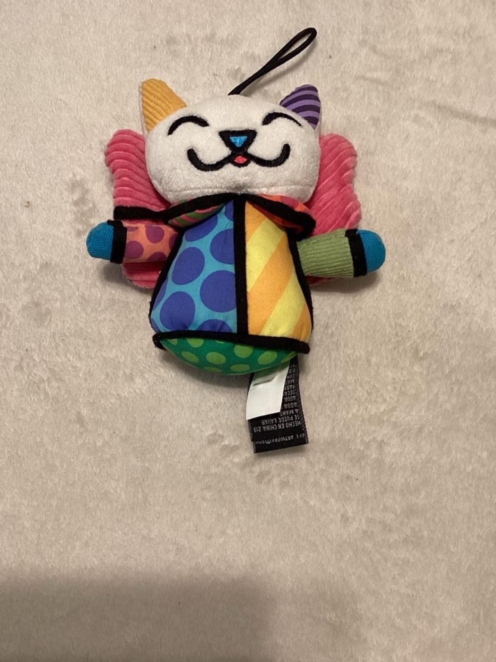 BRITTO ÁNGEL Multicolor Plush Cat Toy for Kids - Bright Patterned Sensory Plush